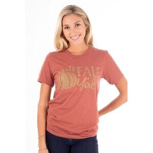 Rust Burnt Orange Short Sleeve Fall Graphic Tee Shirt